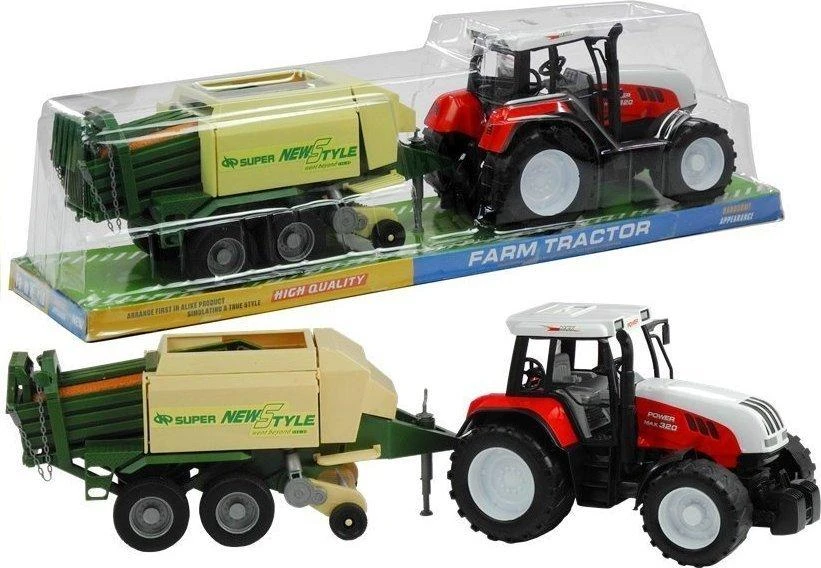 Lean Toys Didelis traktorius su priekaba Žemės ūkio mašina 65 cm