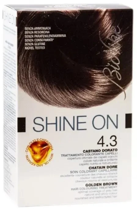 L'Oreal BioNike Shine On Permanent Hair Dye 4.3 Golden Brown, 145 ml