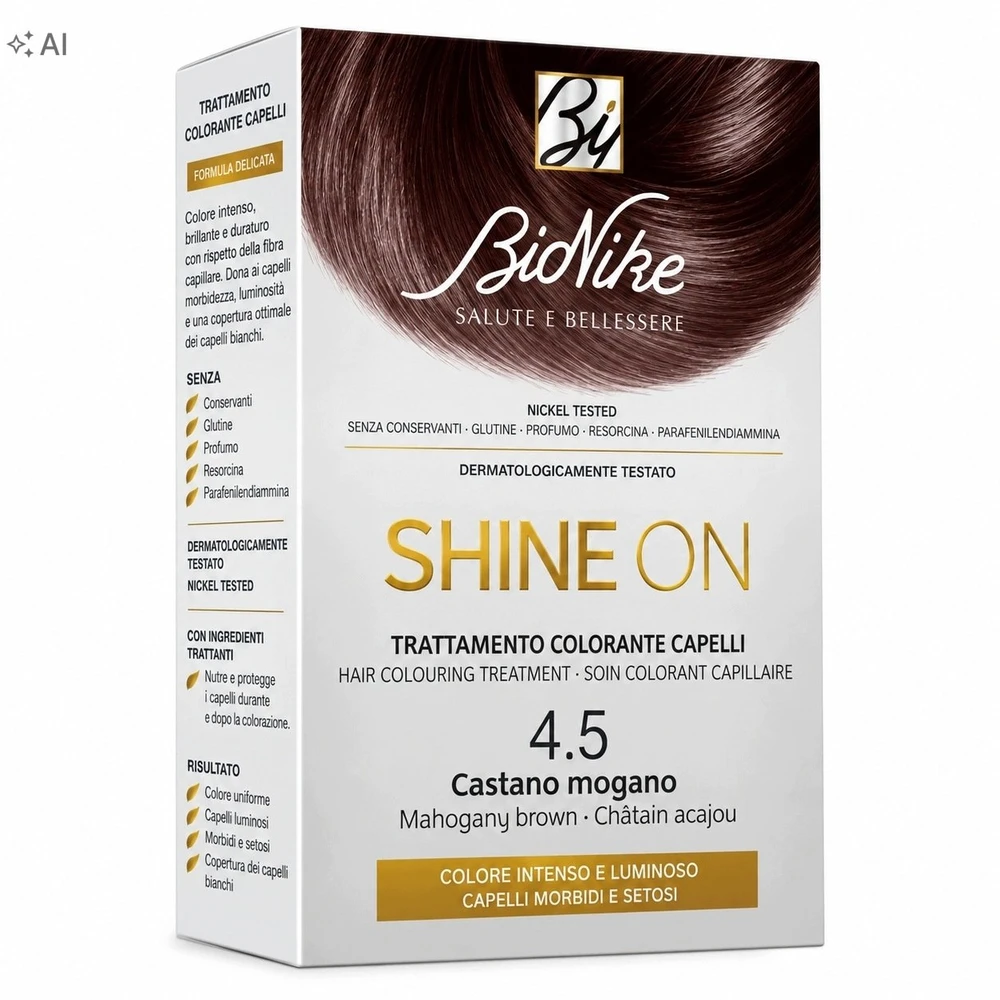 L'Oreal BioNike Shine On Permanent Hair Dye 4.5 Mahogany Brown, 145 ml