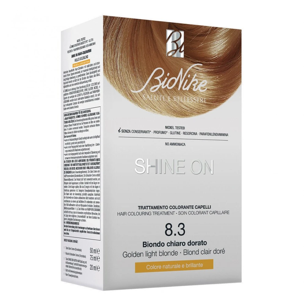 L'Oreal BioNike Shine On Permanent Hair Dye 8.3 Light Golden Skirtas šviesiems plaukams, 145 ml
