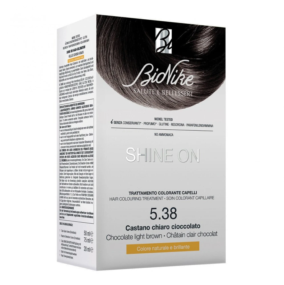 L'Oreal BioNike Shine On Permanent Hair Dye 538 Light Chocolate Brown, 145 ml
