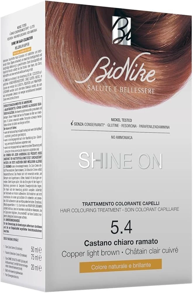 L'Oreal BioNike Shine On Permanent Hair Dye 5.4 Copper šviesiai rudas, 145 ml