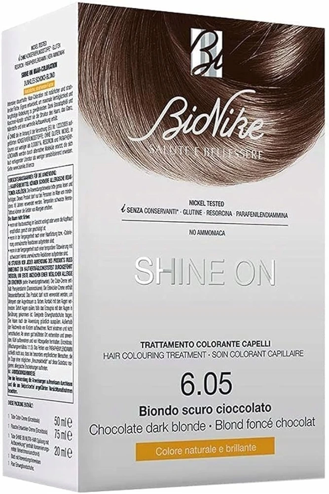 L'Oreal BioNike Shine On Permanent Hair Dye 6.05 Dark Chocolate Skirtas šviesiems plaukams, 145 ml