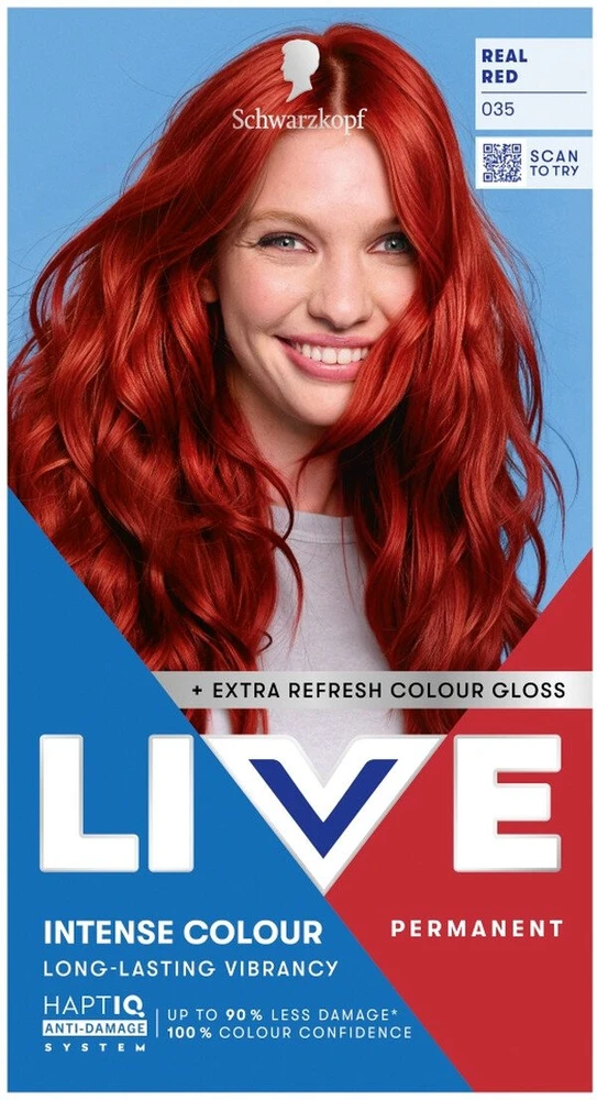 L'Oreal Schwarzkopf Live Intense Color plaukų dažai 035 Real Raudona