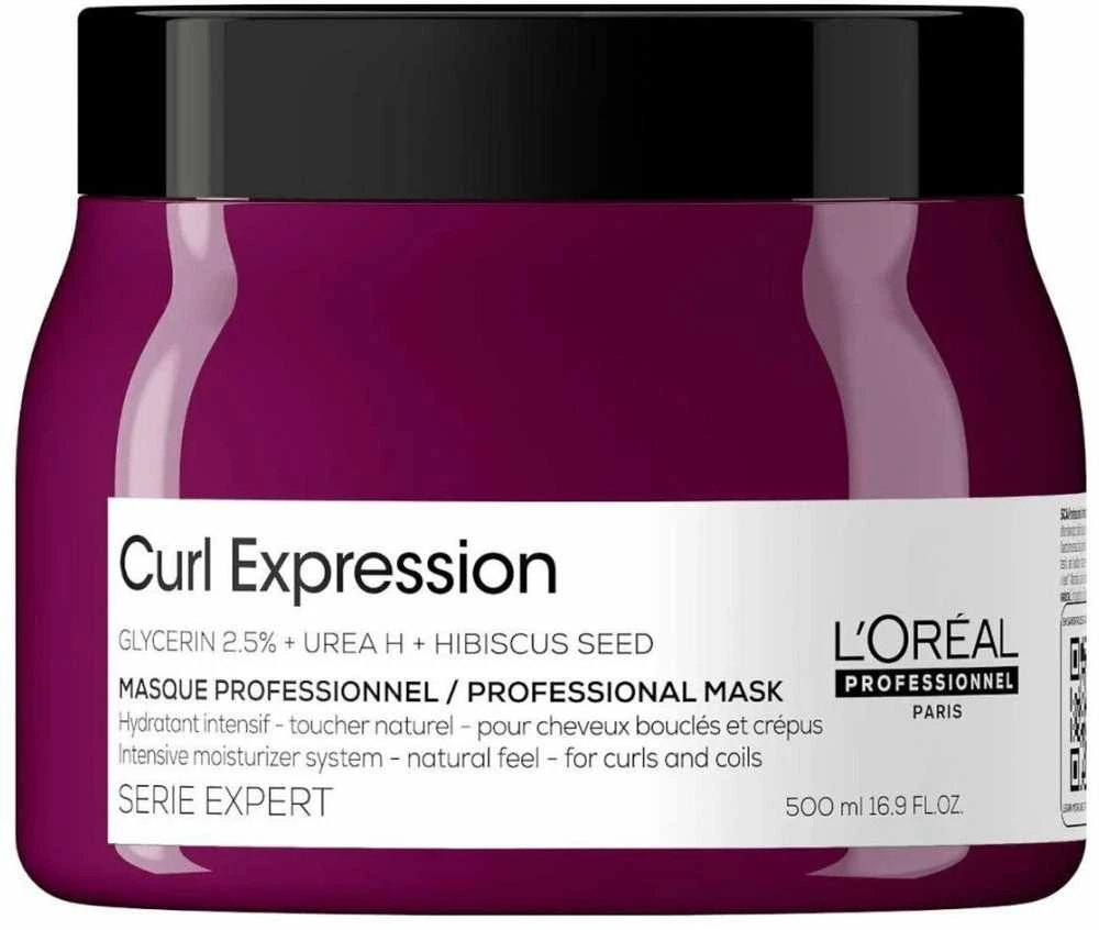 L'Oreal Professionnel Serie Expert Curl Expression plaukų kaukė su glicerinu 2,5% + šlapalu H + hibisko sėklomis. Intensyviai drėkinanti kreminio kaukė, 500 ml.
