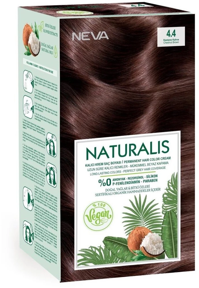 Neva Naturalis Permanent Hair Dye 4.4 Chestnut Brown, 150 ml