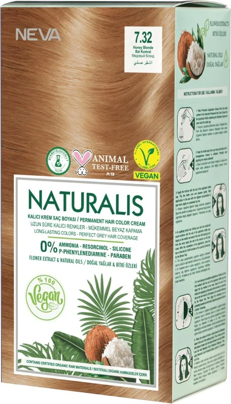 L'Oreal Neva Naturalis Permanent Hair Dye 7.32 Honey Skirtas šviesiems plaukams, 150 ml