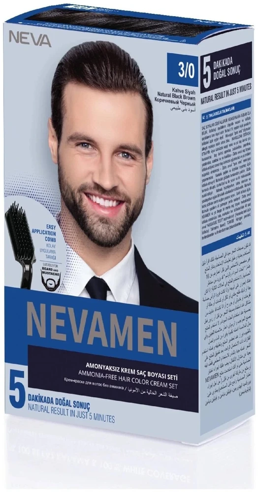 L'Oreal Neva Nevamen Permanent Hair Dye 3/0 Natural Dark Brown, 150 ml