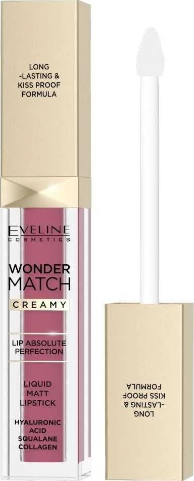 Eveline Cosmetics Wonder Match kreminiai skysti matiniai lūpų dažai 03 violetinė, 6,8 ml