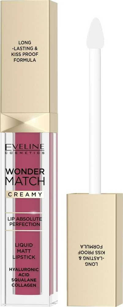 Eveline Cosmetics Wonder Match kreminiai skysti matiniai lūpų dažai 10 Berry Rose, 6,8 ml