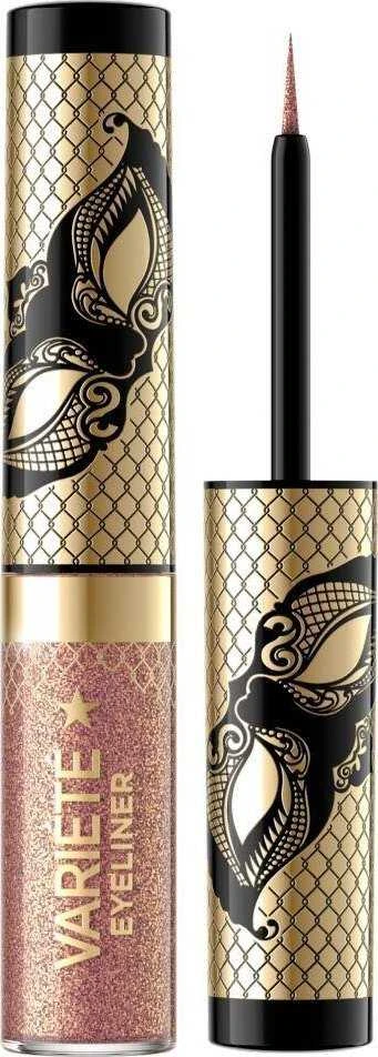 Eveline Cosmetics Variete Atsparus vandeniui Shiny Liquid Akių apvadas 01 Sparkle Gold, 4 ml