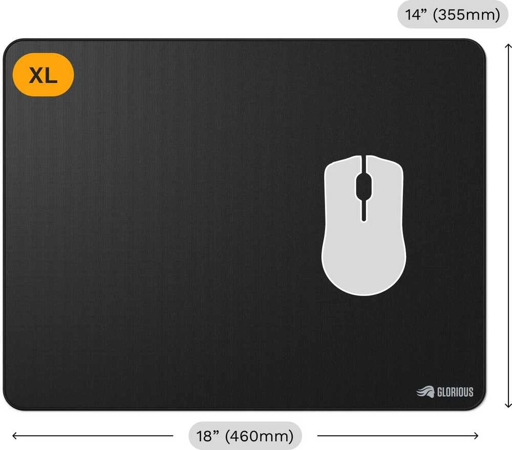 Glorious Pelės kilimėlis 2 XL – apsiūtas – juodos spalvos