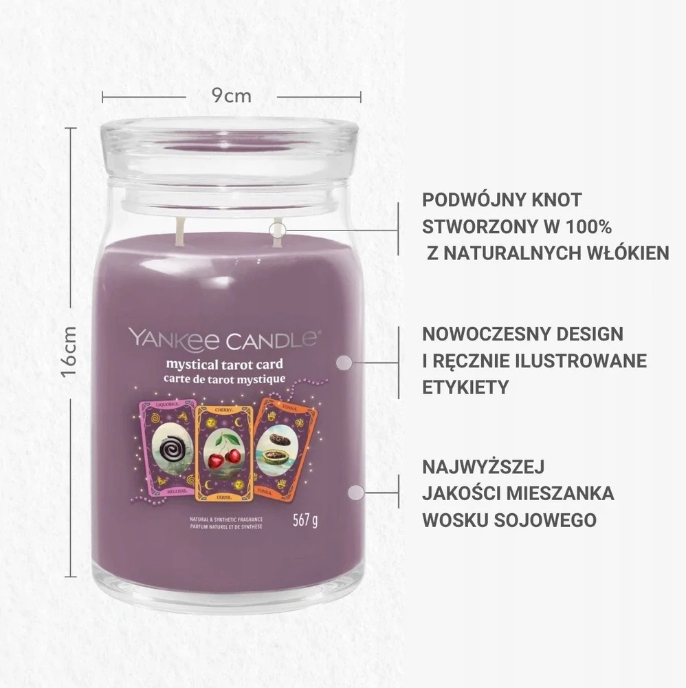 „Yankee Candle Signature“ mistinių taro kortų žvakė didelė, 567 g