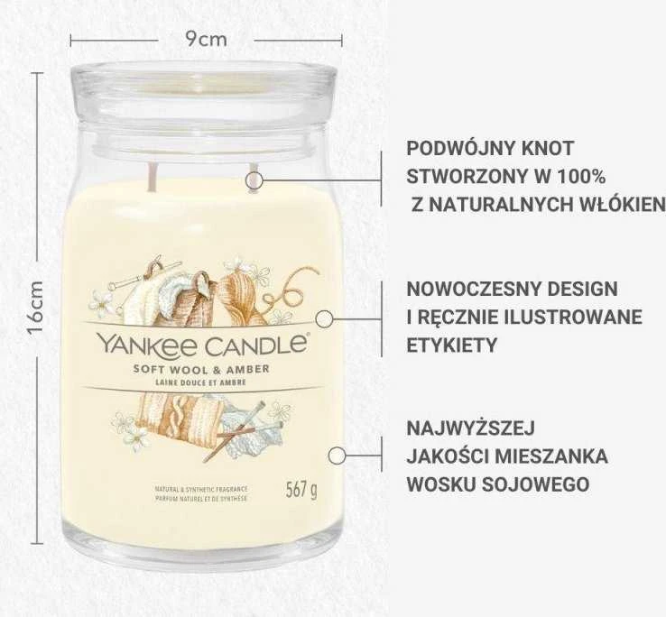 Yankee Candle Aromatinė žvakė "Signature" didelė stiklinė "Soft Wool" - Gintarinė 567 g