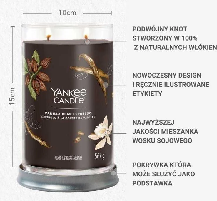 Yankee Candle Aromatinė žvakė Signature tumbler large Vanilla Bean Espresso 567 g