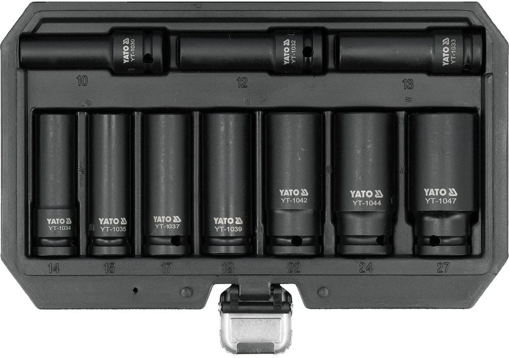 Toya Sa Poland Smūginių ilgų galvučių rinkinys – AS-Drive, CrMo – 1/2", 10–27 mm, 10 vnt