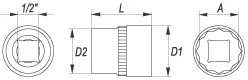 YATO DVIGUBAS ANTGALIS 1/2" TRUMPAS 10mm