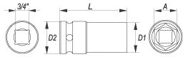 Yato ILGAS POVEIKIS LIZDAS 3/4'' 21 MM