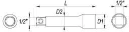 YATO prailginimas 1/2" 76mm 1246