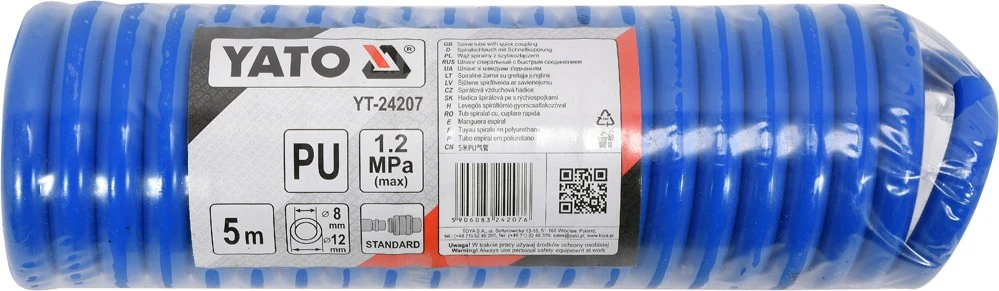 Yato 8mm pneumatinė spiralinė žarna 5m (YT -24207)