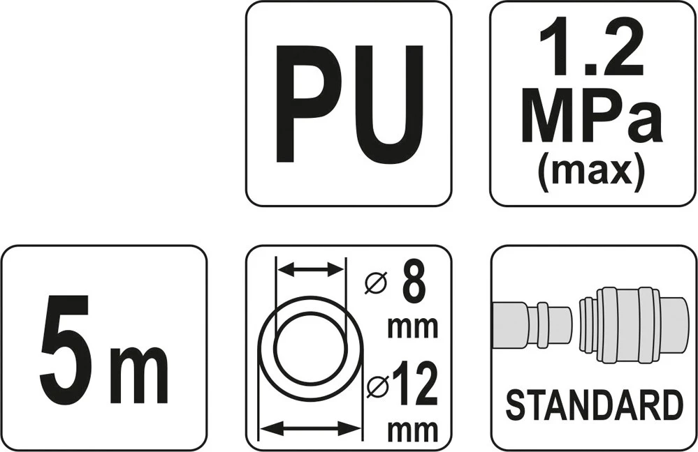 Yato 8mm pneumatinė spiralinė žarna 5m (YT -24207)