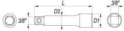 YATO PRZEDŁUŻKA 3/8" 76mm 3843