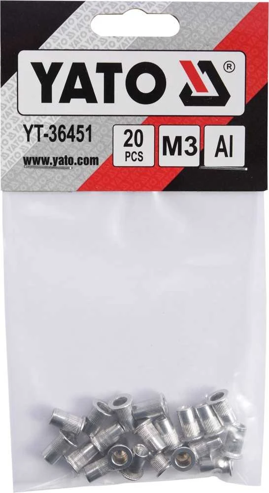 YATO NITONAKRĘTKI ALUMINIOWE M3 /20szt.