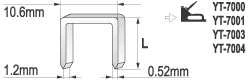 YATO KABĖS 6mm/1,2 x 10,6 1000vnt. YT-7000,YT-7001,YT-7003,YT-7004