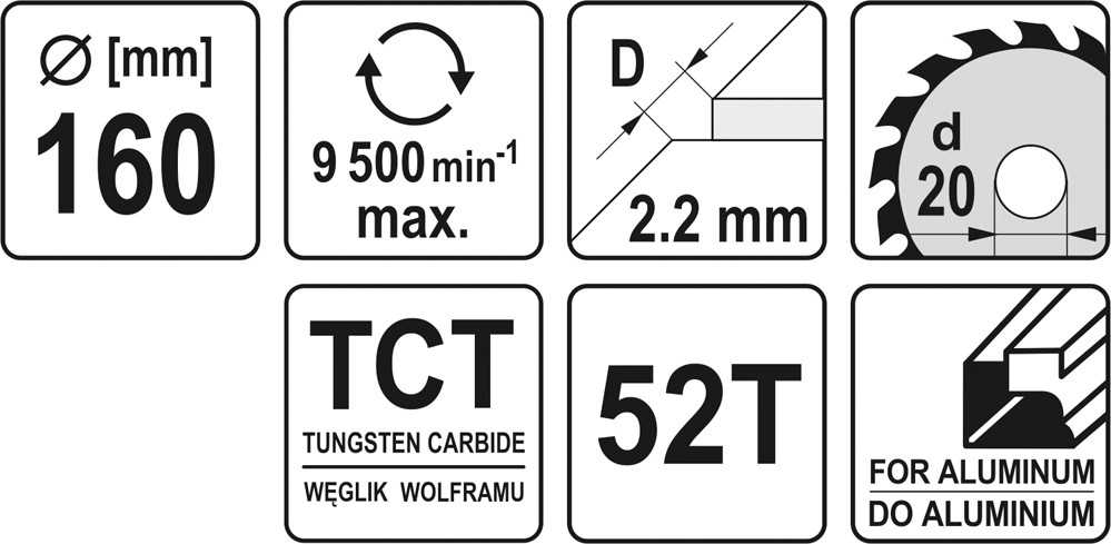 Yato diskinis pjūklas aliuminio 160x52x20mm YT-60905