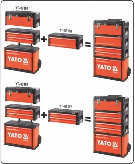 Yato YT-09101 – įrankių dėžutės krepšelis susideda iš 3 dalių