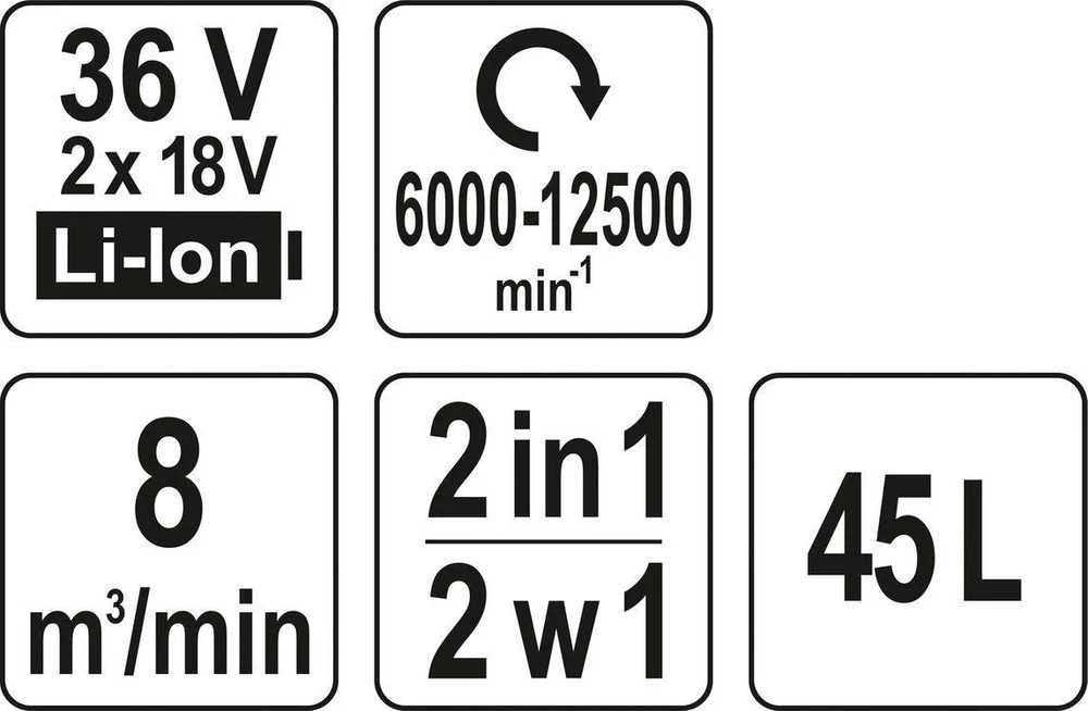 Yato Lapų pūstuvas + siurblys | akumuliatorinis | 36V = 2X18V | be akumuliatoriaus (YT-85175)