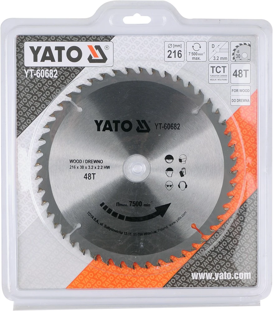 YATO WIDI diskinis pjūklas 216 x 30 mm 48 dantukų 60682