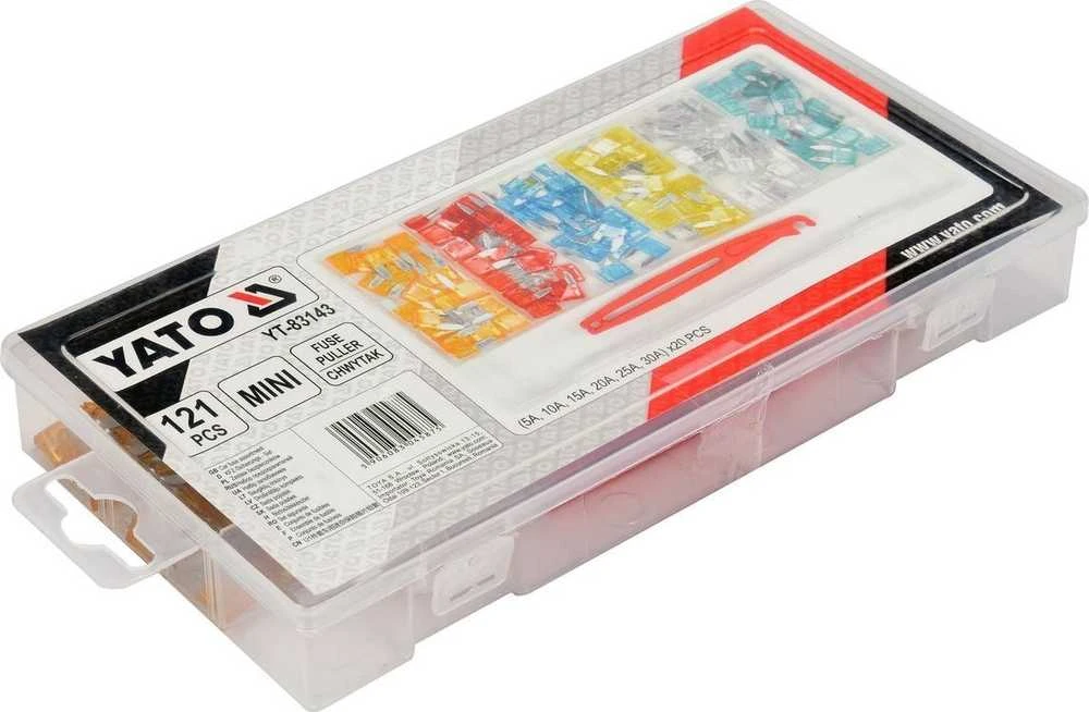 Yato mini saugiklių rinkinys dėžutėje su išėmikliu