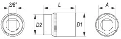 YATO GALVUTĖ 6K 3/8″ TRUMPA 9mm …