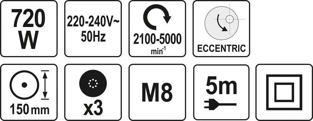 Yato ekscentrinis poliruoklis YT-82200 750W 150mm
