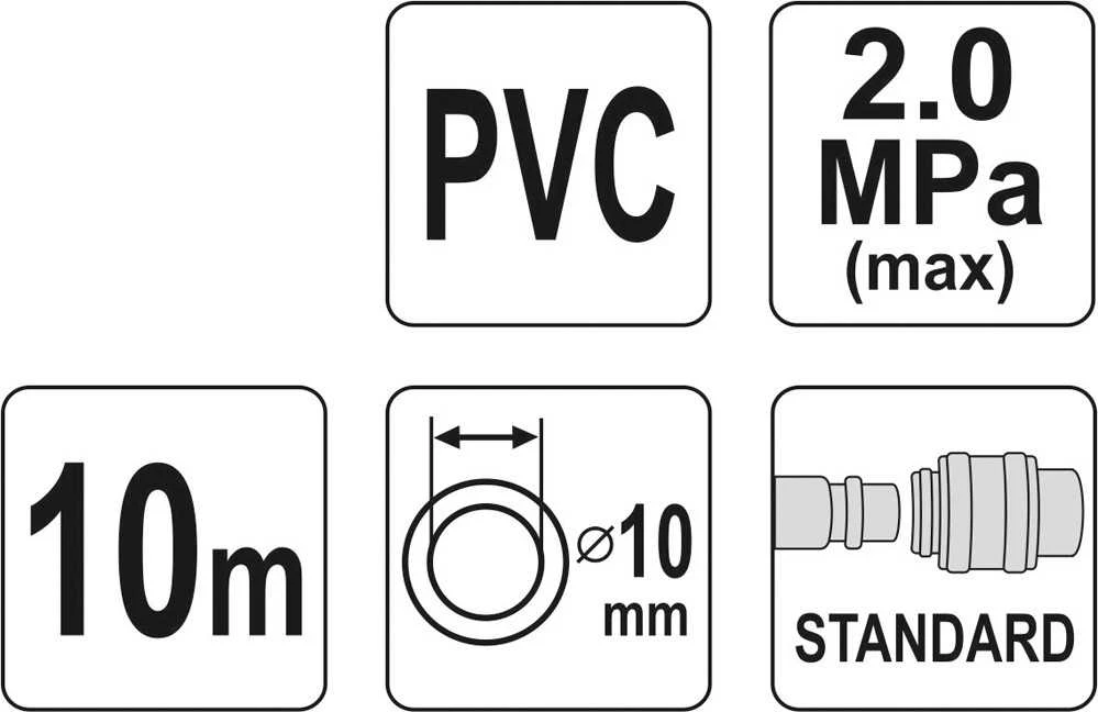 YATO PVC sustiprinta pneumatinė žarna 10 mm x 10 m