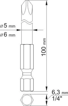 YATO antgalis / antgalis 1/4" PH1x100mm + PH2x100mm 2 vnt.. 0488