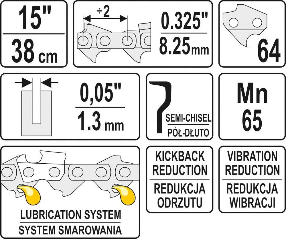YATO ŁAŃCUCH TNĄCY DO PILARKI 37,5cm/64/325"/1,3