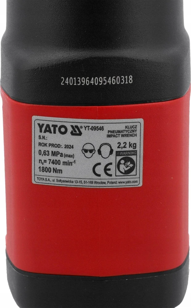 Yato Toya Sa Poland Pneumatinis smūginis veržliasukis | 12,5 mm (1/2") | 1800 Nm (YT-09546)