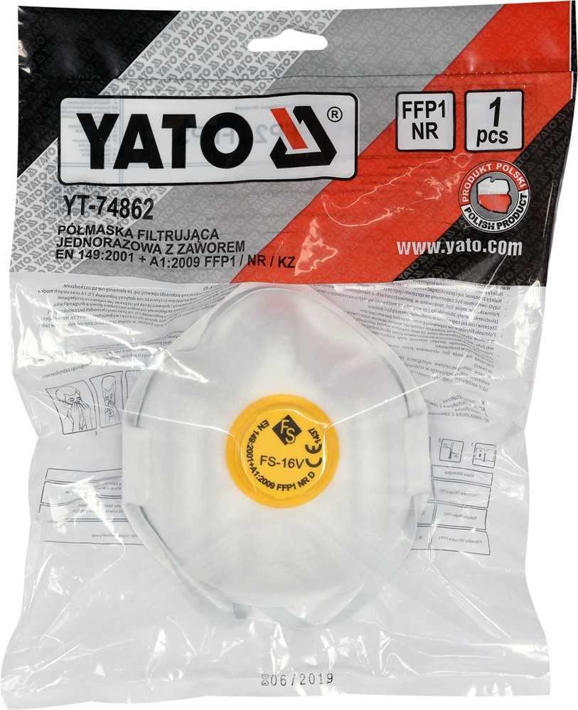 Vienkartinė Yato YT-74862 filtro kaukė su vožtuvu FFP1/KZ