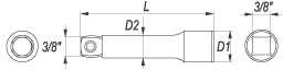 YATO ILGINAMASIS ELEMENTAS 3/8″ 152mm LENKIAMAS