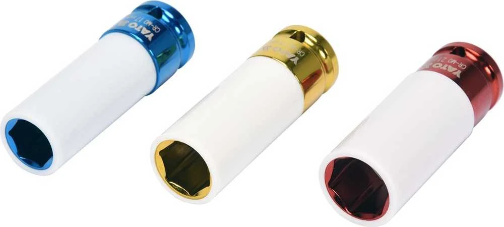 Yato Plonasienių smūginių galvučių rinkinys su apsaugom, 12,5 mm (1/2"), 17/19/21 mm, 3 vnt. (YT-1056)