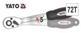 Yato 3/8 terkšlinis raktas, lenkta rankena, 200 mm ilgio, 72 dantų terkšlė, chromuotas terkšlinis raktas