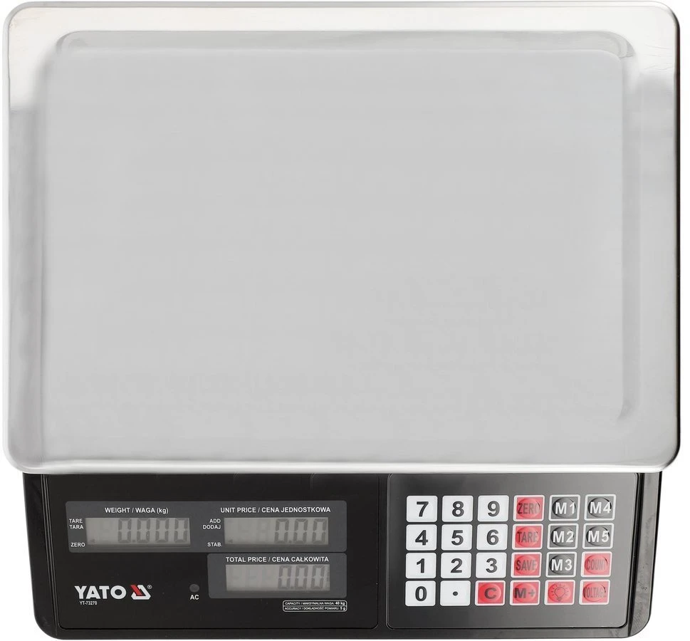 Yato Toya Sa Poland Elektroninės prekybinės svarstyklės | dvipusis ekranas | 40 kg | 5 g (YT-73270)