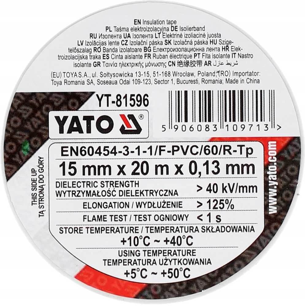 YATO ELEKTROIZOLIACINĖ JUOSTA 15mmx20m BALTA