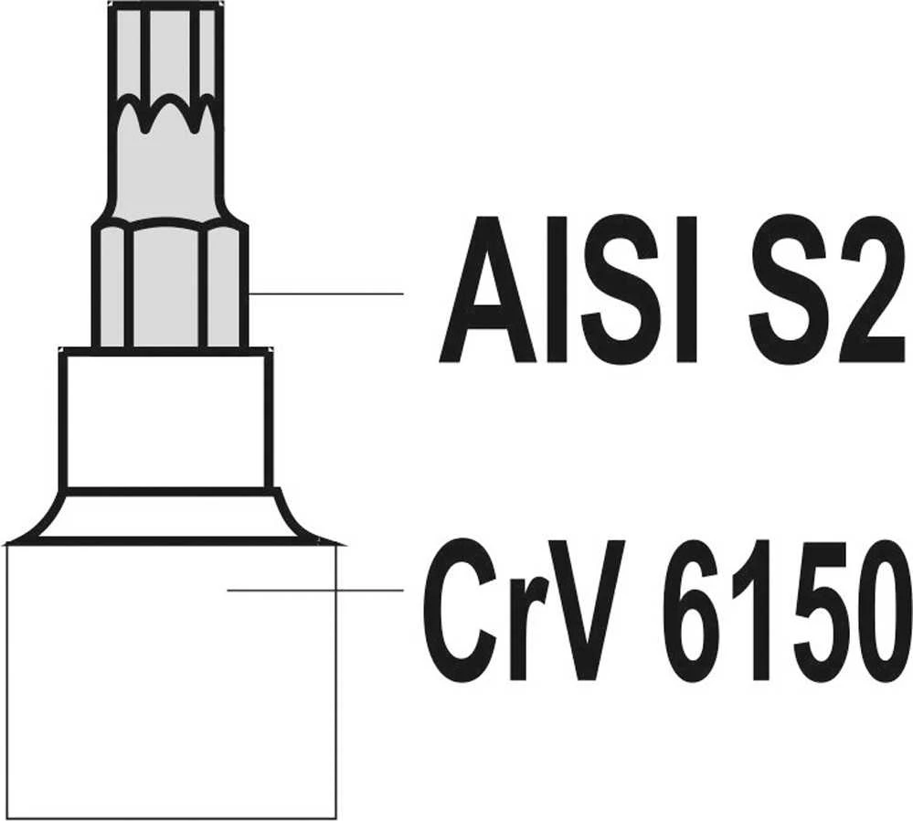 Yato Toya Sa Poland Įpresuotų antgalių rinkinys 1/4"+3/8", 12 vnt T-Star su skylėmis T8-T55 (YT-04332)