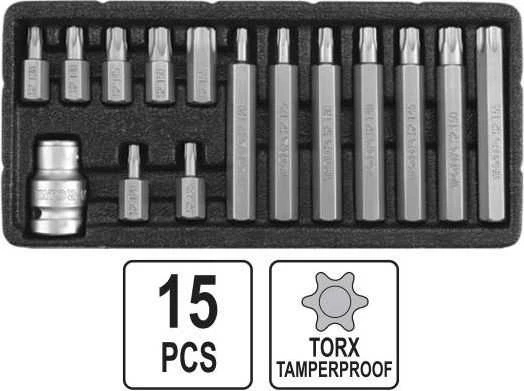 YATO KOŃCÓWKI TORX 15elem. Z OTWOREM 0417