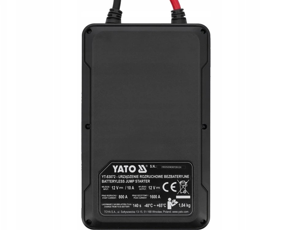 Yato Toya Sa Poland Kondensatorinis paleidimo įrenginys be baterijos | 12 V | 800 A | pikinė srovė 1600 A (YT-83072)