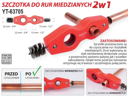 YATO šepetėlis VARiniams VAMZDŽIAMS 2 in 1 FI15/22mm