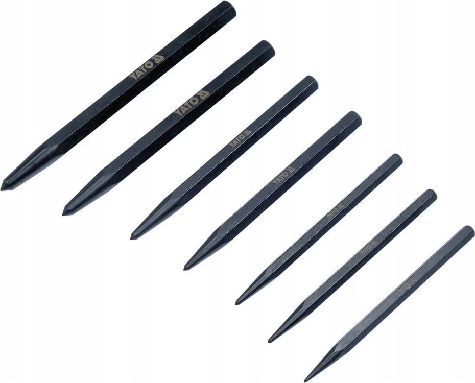Yato Toya Sa Poland Centro / smailių išmušėjų rinkinys – profesionalus, CrV 6150, juodintas – 1,5–6 mm, 7 vnt (YT-47170)